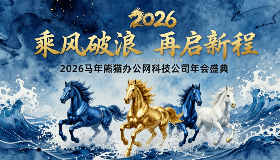 企业年会素材：2026马年乘风破浪 水墨骏马奔腾启新程