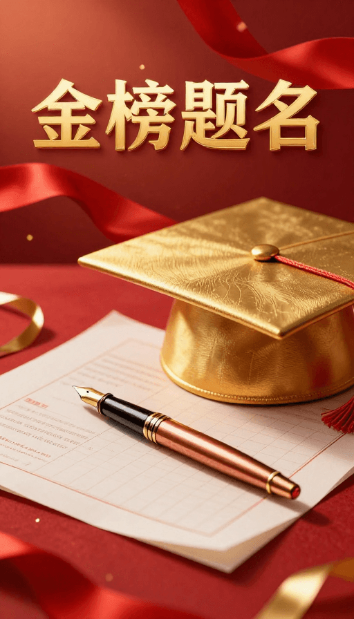 励志海报素材：金榜题名：红金古韵高考加油贺礼