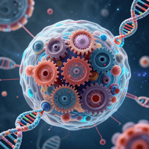 微观科学素材：微观宇宙：细胞核内的基因与蛋白交响