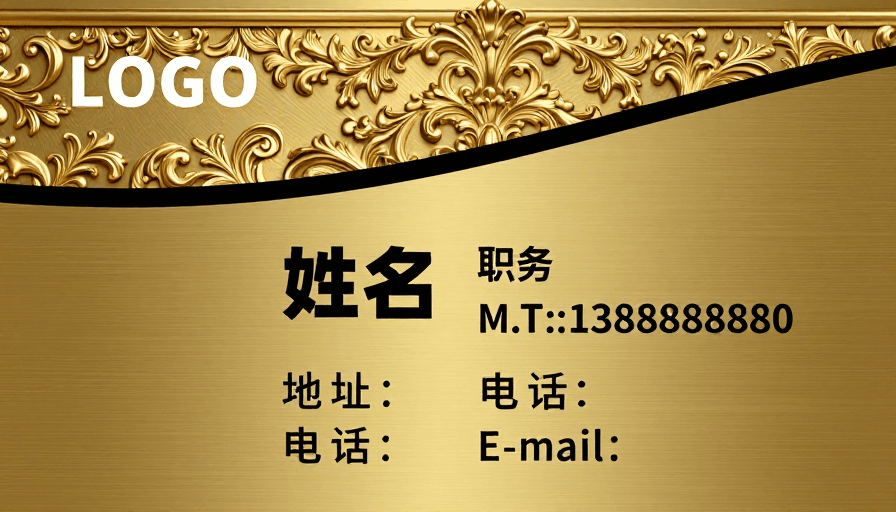 专业形象素材：高端商务名片设计：金色巴洛克奢华质感