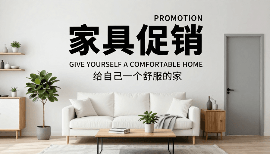 客厅实景素材：现代简约家居促销海报：舒适生活美学