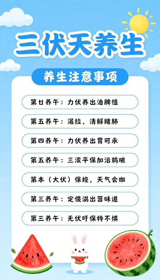 三伏天养生素材：清新三伏天养生指南：夏日清凉视觉