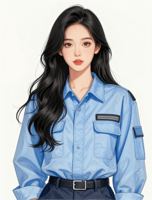 二次元风格素材：手绘动漫女性角色插画：清新治愈风格全身肖像