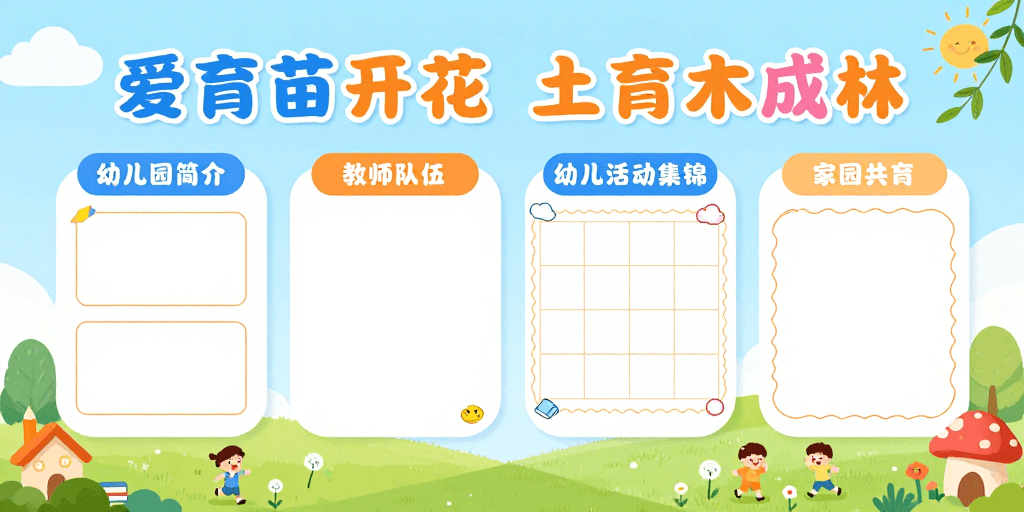 幼儿园宣传素材：童趣展板：幼儿园成长宣传设计