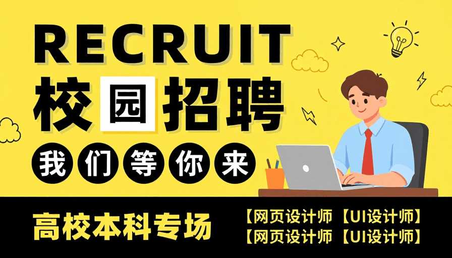 招聘海报素材：校园招聘：活力现代风设计图