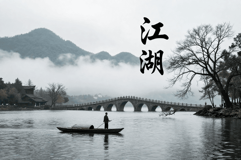 古风场景素材：水墨江湖：侠义与纷争的古典画卷
