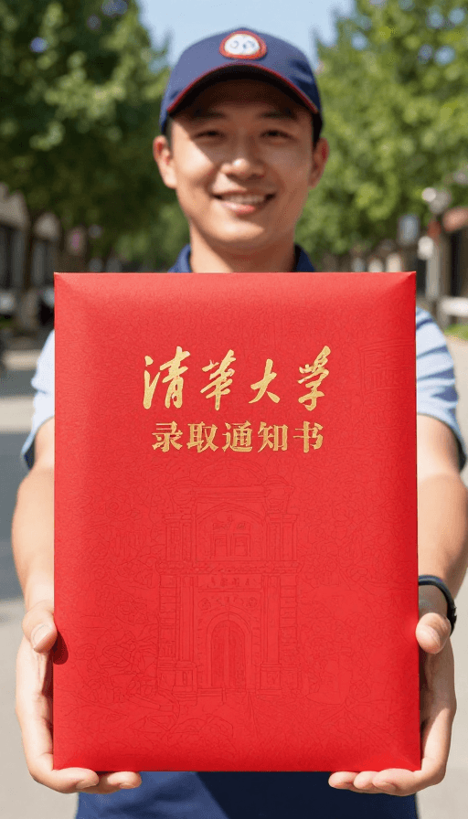 录取通知书素材：阳光清晨顺丰小哥送达清华录取通知书