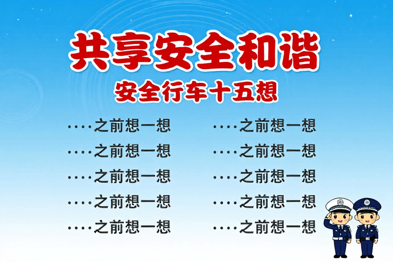 公益海报素材：共享安全和谐 安全行车十五想宣传图