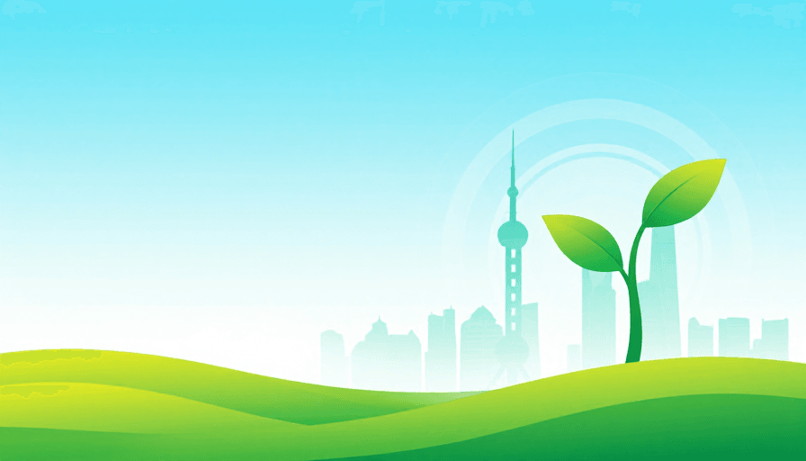 未来愿景素材：绿色生态都市未来愿景插画背景