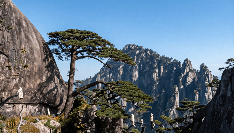 中国山水素材：壮丽的黄山云海与日出实景摄影作品