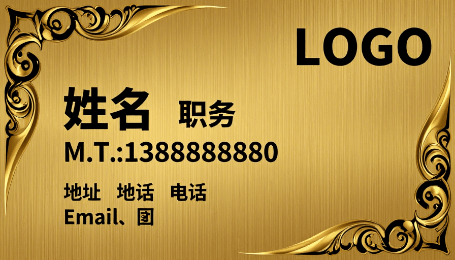 黑金配色素材：黑金卷草纹尊贵商务名片设计