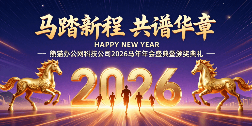 企业活动素材：马踏新程 共谱华章：熊猫办公网2026新年年会盛典