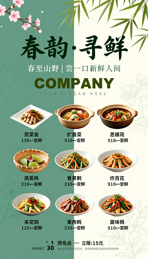 简约清新风格素材：春韵寻鲜：新中式时令美食视觉设计