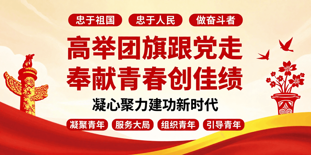 庄重风格素材：青春向党 共筑中华——共青团主题宣传海报