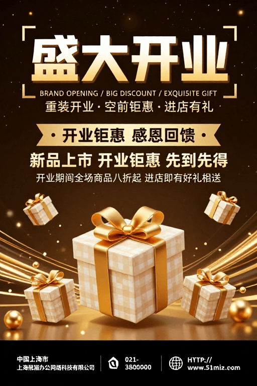 奢华庆典素材：奢华金彩 盛大开业庆典海报设计