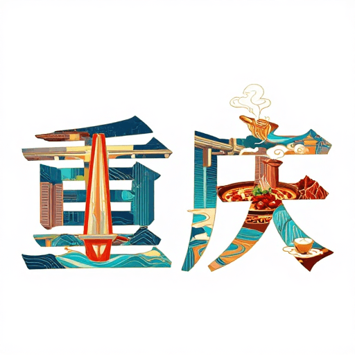 重庆文化素材：重庆创意字体：建筑美食交融的视觉盛宴