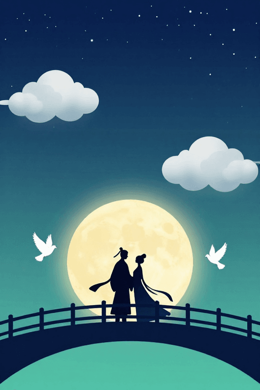 星空背景素材：星空古桥：诗意剪影中的浪漫邂逅