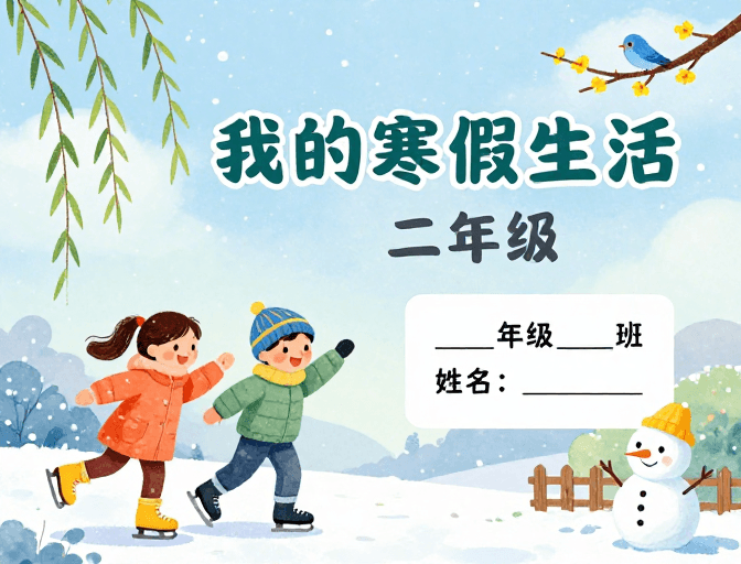 童话风素材：冬日童话：我的寒假生活水彩画