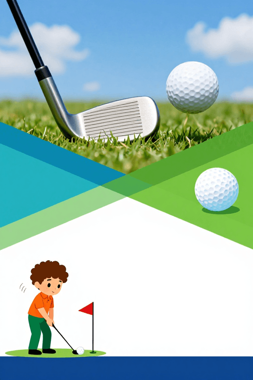 清新配色背景素材：高尔夫艺术背景：写实与插画融合动感视觉