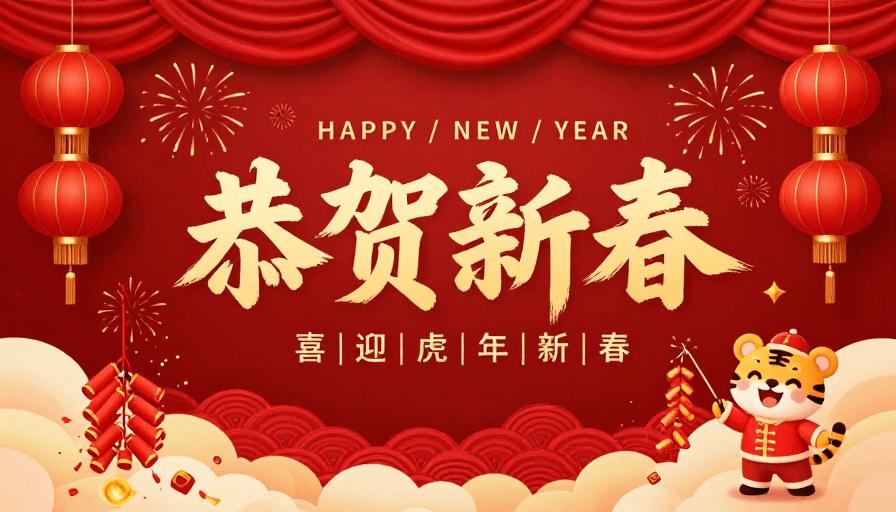新年祝福素材：喜庆中国风虎年春节海报设计