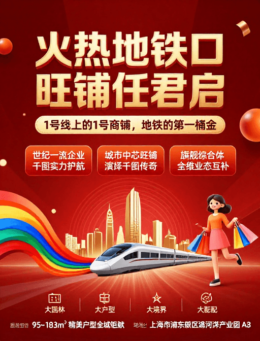 现代海报素材：热辣旺铺招商海报：地铁黄金位