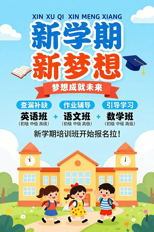 课程推广素材：清新开学季：童趣校园教育海报