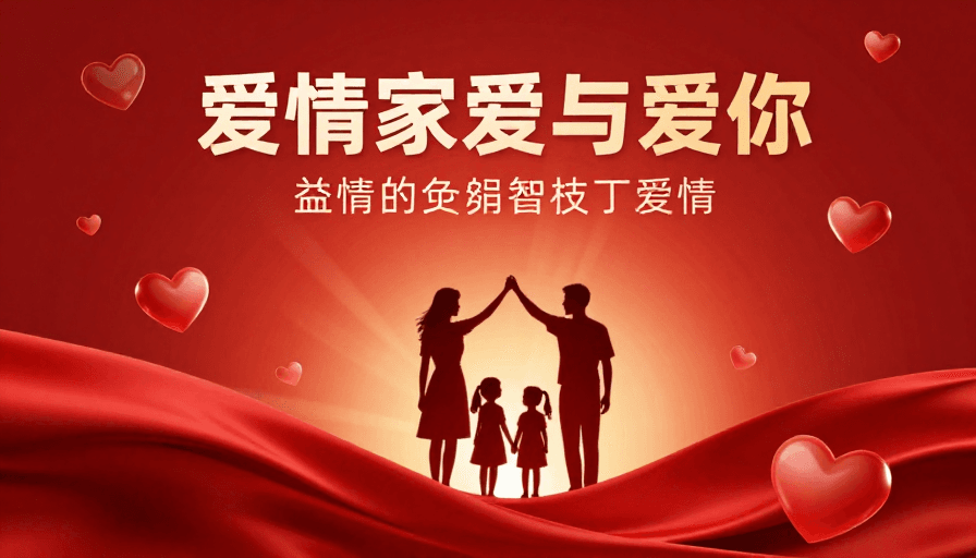 剪影艺术素材：温暖守护：爱的家庭光辉时刻