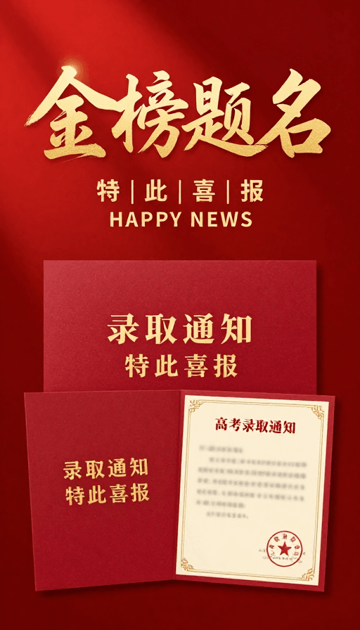 金榜题名素材：红色喜报 金榜题名