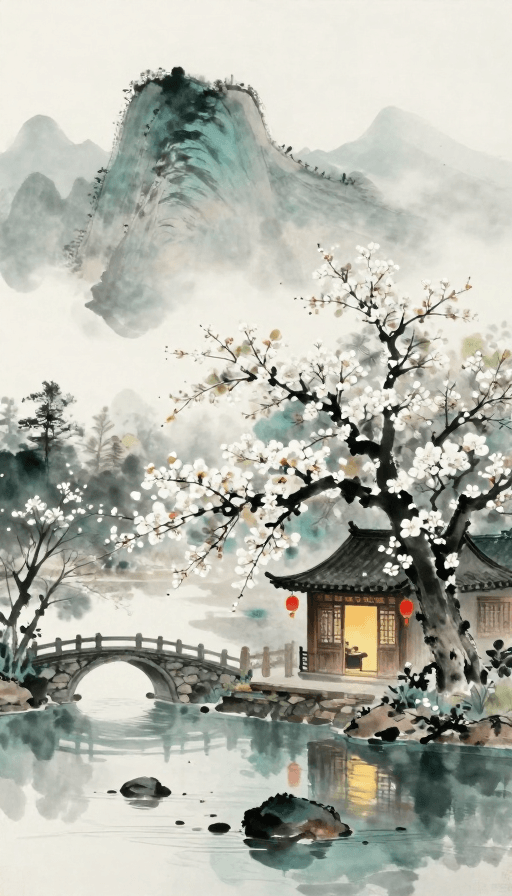 传统建筑素材：水墨诗意：中式山水幽境