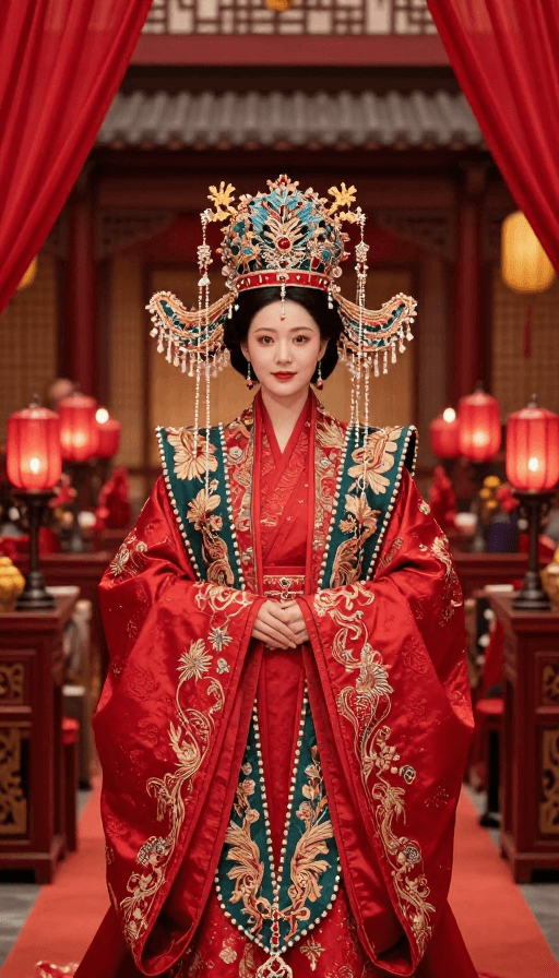 文化遗产素材：明代凤冠霞帔婚嫁盛景高清近照