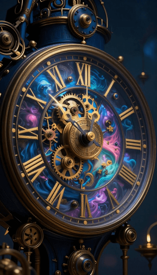 时间梦境素材：时光流转的梦幻蒸汽时钟
