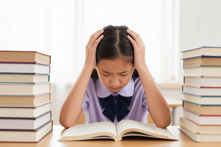 情感共鸣素材：学业压力下的无声呐喊：小学女生的专注与困惑