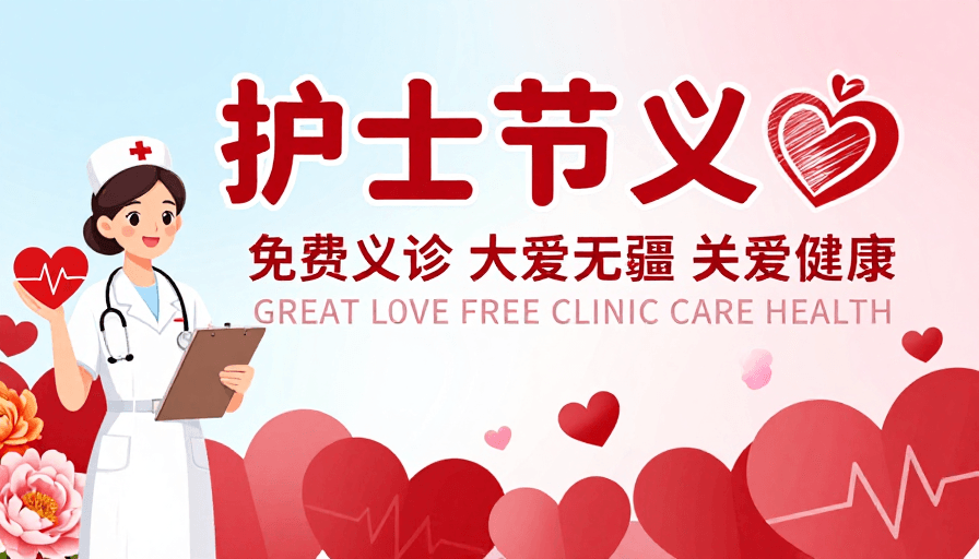 护士节素材：暖心护理：护士节免费义诊公益海报