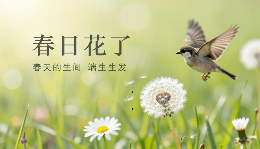 光影艺术素材：春日生机：蒲公英与雏菊的微距光影