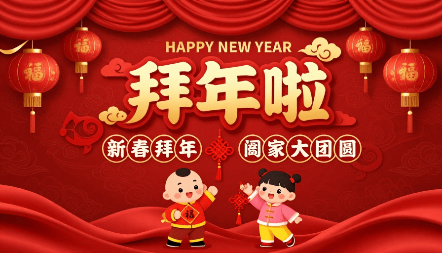 新年海报素材：喜庆中国风新年海报：传统与现代融合