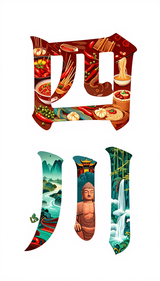 非遗创意字体素材：川味文化非遗字体插画海报