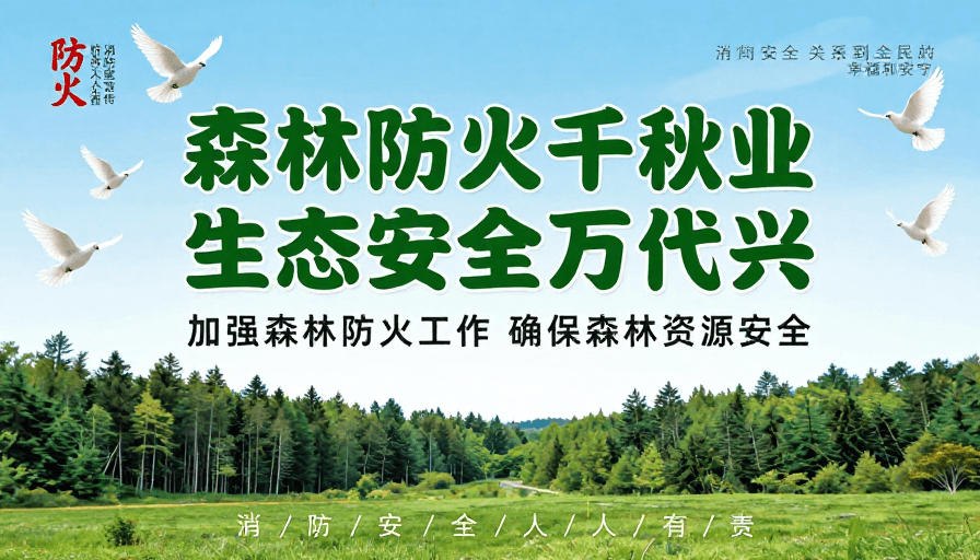 公益海报素材：森林防火公益海报：守护生态安全的庄严承诺