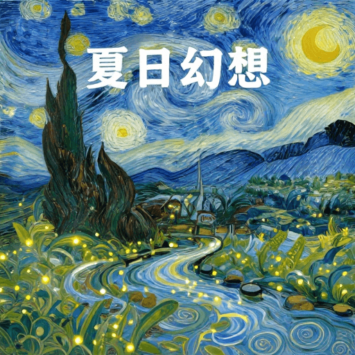 创意表达素材：盛夏超现实：梵高色块与星河交织的夏日梦想
