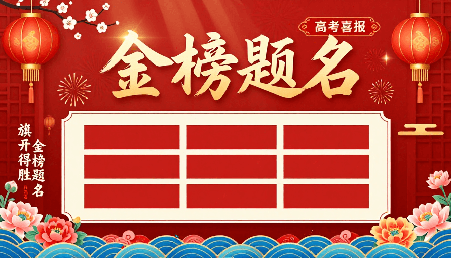 金榜题名素材：金碧辉煌：2024高考金榜题名中国风海报
