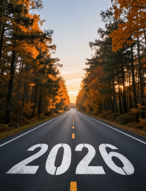 公路风景素材：2026：晨光中的希望之路
