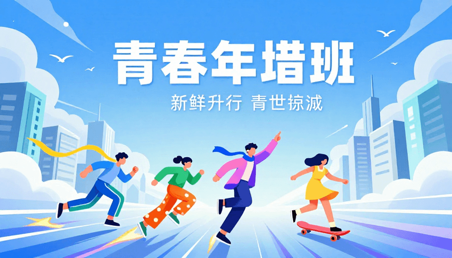 青春活力素材：速度青春蓝调城市动态海报