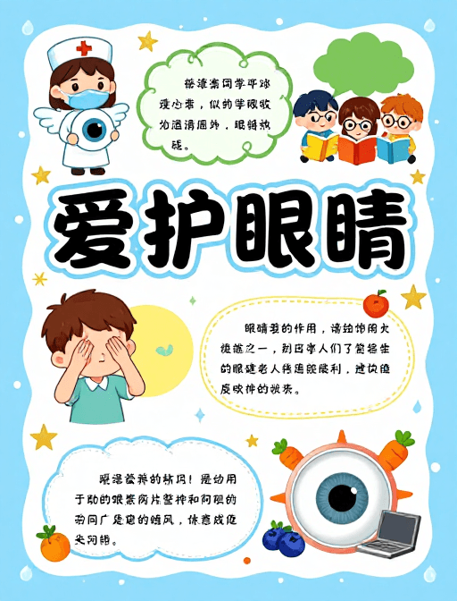 手抄报设计素材：可爱卡通护眼科普图