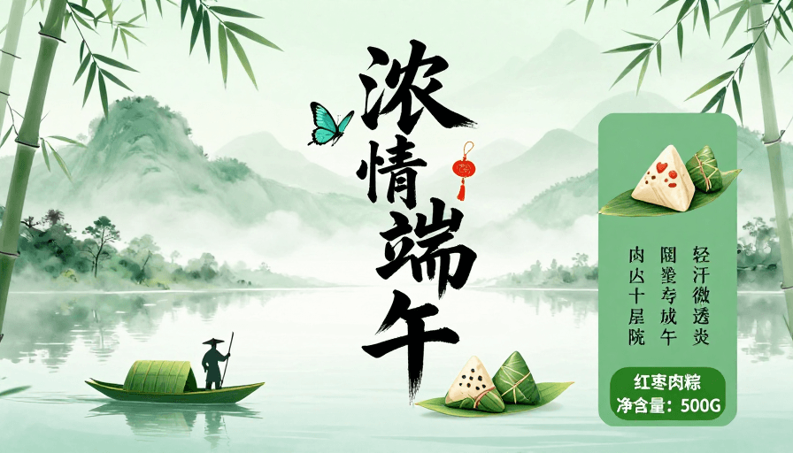 粽香元素素材：水墨丹青·粽香端午：东方美学节日海报