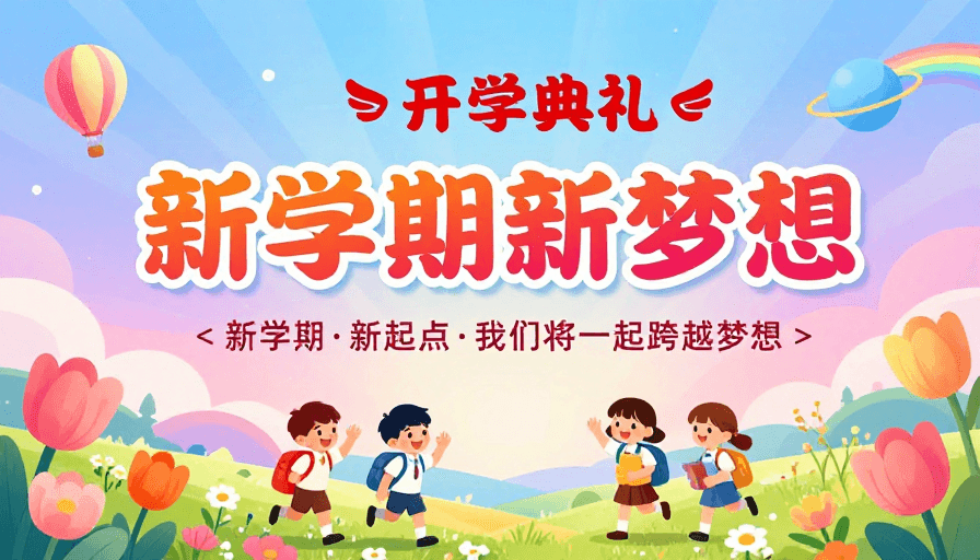 校园文化素材：梦幻童趣：新学期梦想启航插画