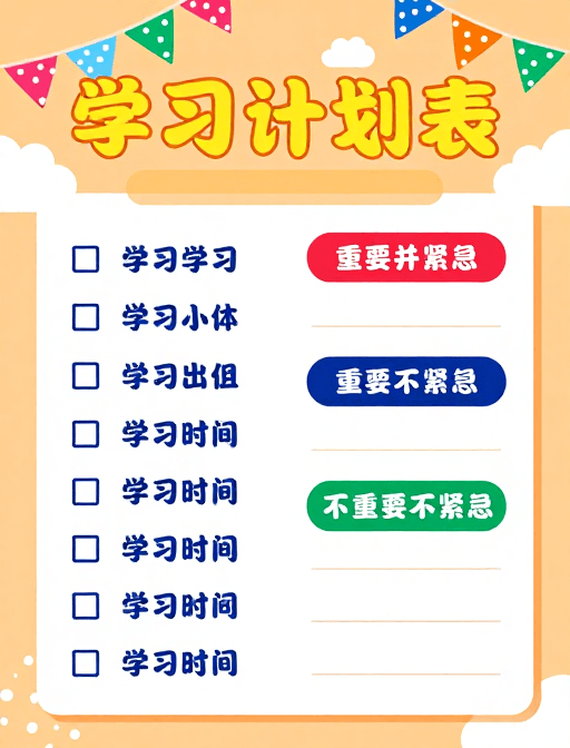 时间管理素材：活力满满的学习计划表：轻松开启高效自律