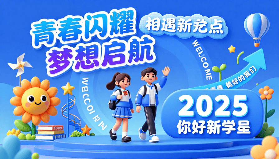 学生形象素材：青春闪耀梦想启航：2025校园迎新3D插画