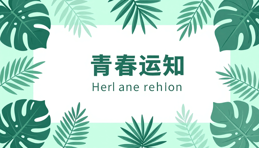 薄荷绿配色素材：清新薄荷绿热带植物简约海报设计