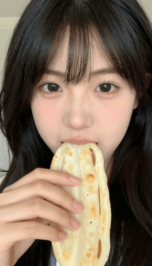 面部特写素材：美味面食入口瞬间：真实美食摄影