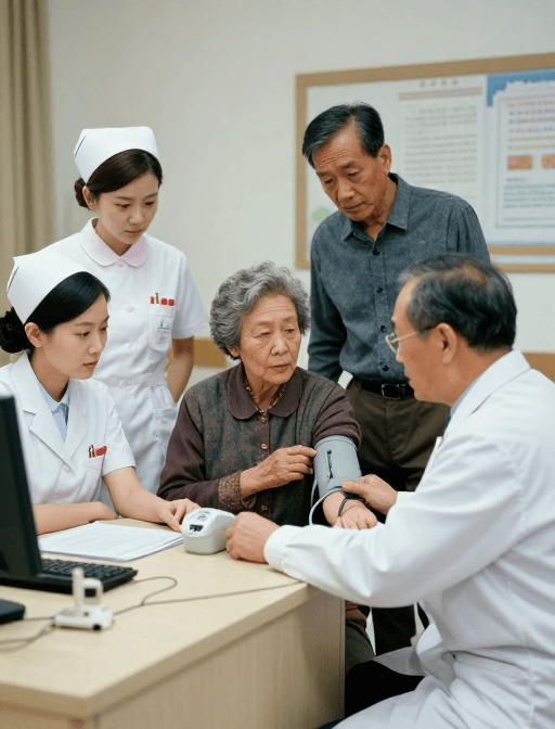 医疗场景素材：八十年代温馨医患情景纪实：爷爷陪伴奶奶就医瞬间