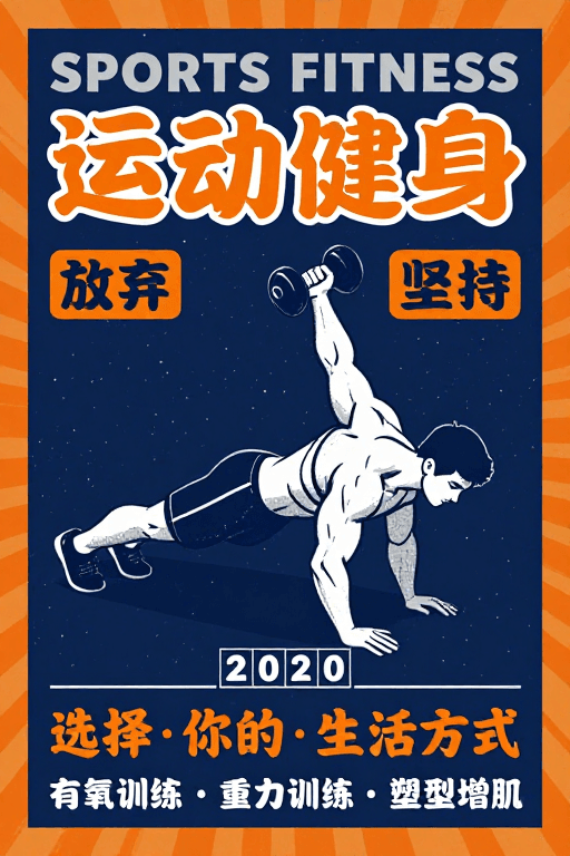 美式复古素材：美式复古健身海报：运动与坚持的力量
